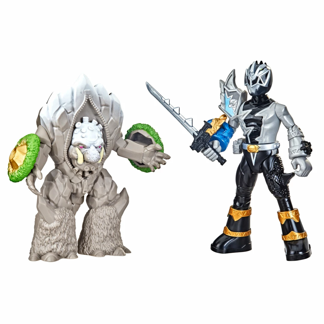Power Rangers Dino Fury Battle Attackers Black Ranger Vs. Smashstone