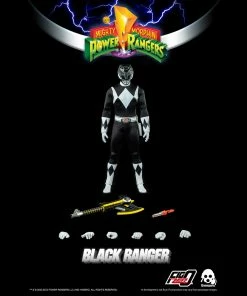 Back In Stock Mighty Morphin Power Rangers Black Ranger Collectible Figure 1/6 Scale By Threezero