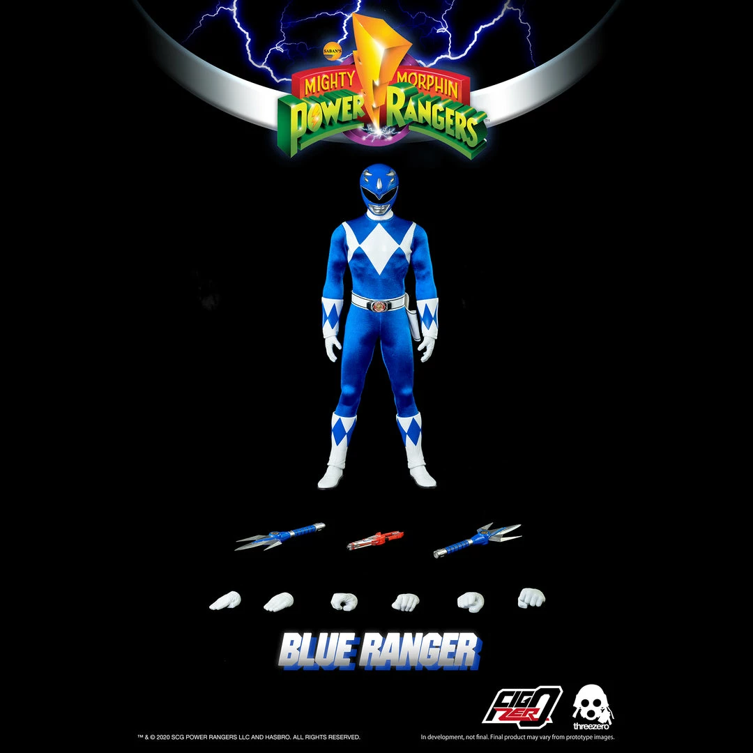 Mighty Morphin Power Rangers Blue Ranger Collectible Figure 1/6 Scale By Threezero